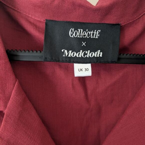Modcloth X Collectif Cherished Era Maroon Burgundy Red Swing Dress Size 26 - Picture 3 of 10